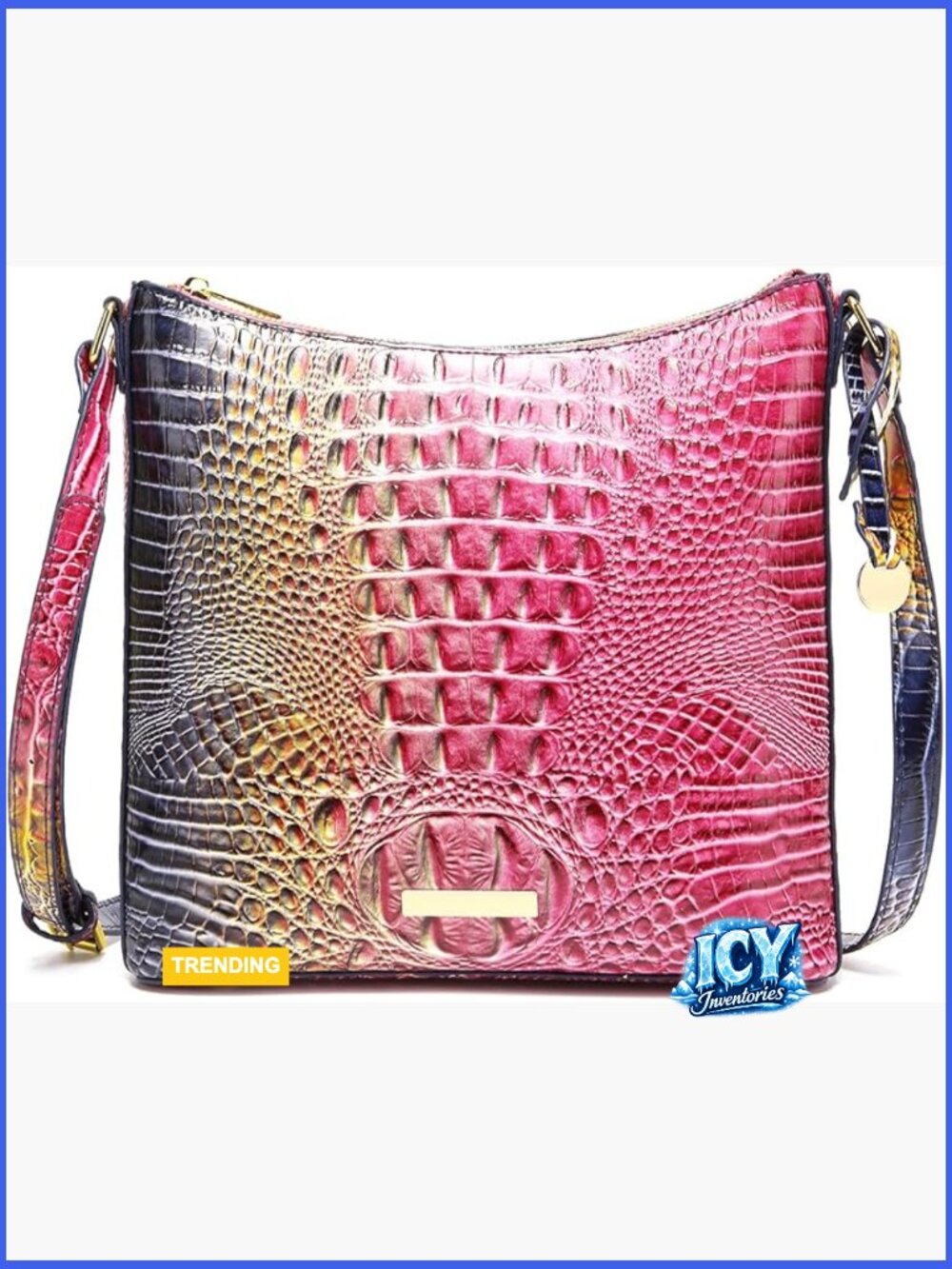 Crocodile Embossed Pattern Faux Leather Crossbody Shoulder Bag Hobo Purse